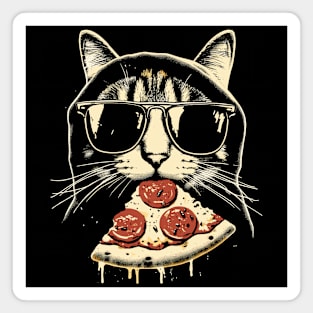 Cat Eating Pizza Magnet